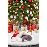Partifabrik Yılbaşı Lüks Peluş Çam Ağacı Altlığı Krem Renk Noel Ağaç Altı Örtüsü 120 Cm