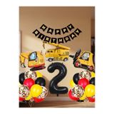 Partifest İnşaat Temalı Doğum Günü Süsleri Seti - İş Makineleri Konsepti - Happy Birthday Banner ve Balon Seti