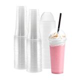 Partifest Plastik Şeffaf Bardak Kapaklı Milkshake Bardağı Kahve Bardağı Soğuk Içecek Bardağı 400-450ml 20 Adet