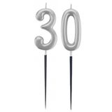 Partijet 30.yaş Rakam Gümüş Çubuk Mum 14 Cm