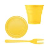 Partimanya Sarı Plastik 16 Kişilik Tabak Bardak Çatal Set