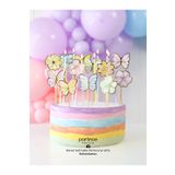 partince 12 Parça Kelebek Çiçek Cake Topper ve Makaron Spiral Pasta Mumu Doğum Günü Pasta Süsleme Seti