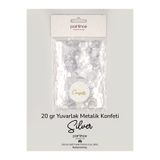 partince 20 gr Metalik Yuvarlak Form Silver Konfeti