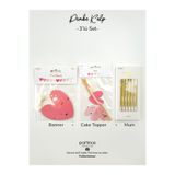 partince 3 Parça Set Pembe Kalp Doğum Günü Pasta Süsü Cake Topper Banner Ve Metalik Gold Mum Bride Parti Seti