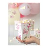 Partince 8 Adet Pembe Kelebek Tema Popcorn Patlamış Mısır Kutusu