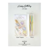 partince Happy Birthday Yazılı Pasta Süsü Cake Topper ve Spiral Mum Doğum Günü Pasta Süsleme Seti