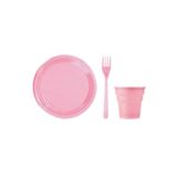 PARTİNİNADRESİ Pembe Plastik Tabak - Bardak - Çatal Seti 25 Kişilik