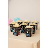 Partinity Kız mı Erkek mi Popcorn Kutusu, 8'li Set, Baby Shower ve Cinsiyet Partisi için Mısır Kutuları, Siyah