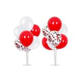 Partioutlet Beyaz Kırmızı Konfetili Ayaklı Balon Standı