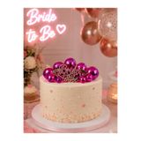 PARTİPORT Fuşya Disko Topu Pasta Süsü Seti 12’li Aynalı Parti Pasta Topper Dekoru Bride To Be Doğum Günü