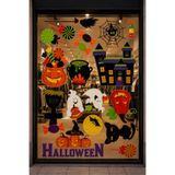 PARTİPORT Halloween Cam Sticker Cadılar Bayramı Vitrin Cam Süsü Renkli Dekoratif Pencere Sticker Seti