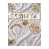PARTİPORT Happy Birthday Parti Seti Kuşak Taç Gözlük Pasta Süsü Rose Gold Doğum Günü Seti