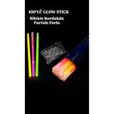PARTİPORT İnce Glow Stick Işıklı Çubuk 100 Adet Bileklik Bardak Süsü Neon Parti Aksesuarı Çok Renkli