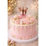 PARTİPORT Rose Gold Prenses Tacı Pasta Süsü Cake Topper – Taç Pasta Dekoru Doğum Günü Baby Shower Parti Süsü
