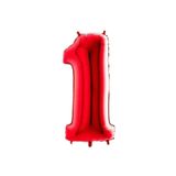 PARTİSERÜVENİ Folyo Balon 1 Rakamı Kırmızı Renk 40 Inç(100 Cm)