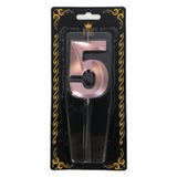 PARTİSERÜVENİ Rakam Mum 5 Rose Renk 14 Cm