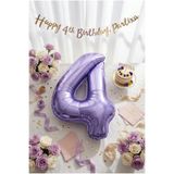 Partixa 32 İnç Mor Rakam 4 Folyo Balon