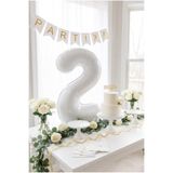 Partixa Beyaz 32 İnç Rakam 2 Folyo Balon 2 Yaş Doğum Günü Konsepti Sayı Balonu Helyum Uyumlu Parti Dekorasyon Süsleme