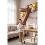 Partixa Çikolata Kahverengi Retro Rakam 7 Folyo Balon 32 İnç 7 Yaş Doğum Günü Vintage Konsept Parti Sayı Dekorasyon Balonu