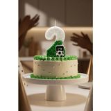 Partixa Futbol Topu Detaylı Beyaz-Yeşil Simli Rakam Mum Doğum Günü Pasta Süsü - 2