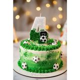 Partixa Futbol Topu Detaylı Beyaz-Yeşil Simli Rakam Mum Doğum Günü Pasta Süsü - 4