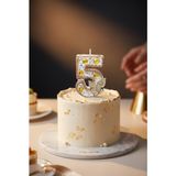 Partixa Gold Kelebek Detaylı Taşlı Rakam Mum Doğum Günü Pasta Süsü - 5