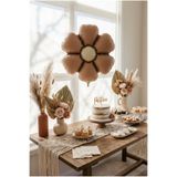 Partixa Mat Karamel Papatya Retro Folyo Balon Doğum Günü Baby Shower Bahar Temalı Konsept Parti Süsleme Vintage Dekorasyon Balonu