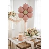 Partixa Mat Pudra Pembe Papatya Retro Folyo Balon Doğum Günü Baby Shower Bahar Temalı Konsept Parti Süsleme Vintage Dekorasyon Balonu