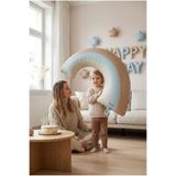 Partixa Mavi Gökkuşağı Retro Folyo Balon Doğum Günü Baby Shower Rainbow Temalı Konsept Parti Süsleme Vintage Dekorasyon Balonu