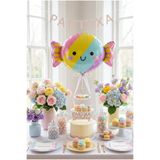 Partixa Şeker Figürlü Pastel Folyo Balon Doğum Günü Parti Süsleme Renkli Dekorasyon Balonu