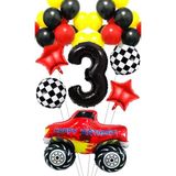 Party Boom Yarış Temalı Araba Canavar Kamyon Folyo Balon Yıldız Folyo Balon Doğum Günü Balon Seti 3 Yaş - Çok Renkli