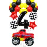 Party Boom Yarış Temalı Araba Canavar Kamyon Folyo Balon Yıldız Folyo Balon Doğum Günü Balon Seti 4 Yaş - Çok Renkli