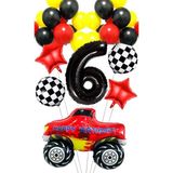 Party Boom Yarış Temalı Araba Canavar Kamyon Folyo Balon Yıldız Folyo Balon Doğum Günü Balon Seti 6 Yaş - Çok Renkli