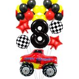 Party Boom Yarış Temalı Araba Canavar Kamyon Folyo Balon Yıldız Folyo Balon Doğum Günü Balon Seti 8 Yaş - Çok Renkli