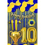 Party City Sarı Lacivert 10 Yaş Doğum Günü Süsleme Seti – Parti Süsü, Balon, Banner, Folyo Balonlar