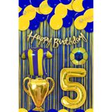 Party City Sarı Lacivert 5 Yaş Doğum Günü Süsleme Seti – Parti Süsü, Balon, Banner, Folyo Balonlar