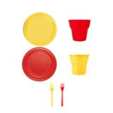 Party Country Plastik Tabak, Bardak, Çatal Set 48 Kişilik Sarı - Kırmızı