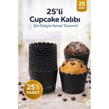 Party Express Cupcake Kalıbı & Kek Kapsülü & Muffin Kek Kalıbı & 25 Adet - Siyah Kek Kalıbı