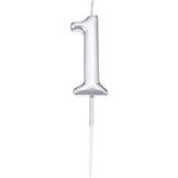 Party Fantasy 1 Yaş Gümüş Rakam Mum Gri Renk Doğum Günü Pasta Mumu Yaş Mumu 12 cm