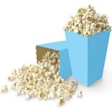 Party Fantasy Mısır Kutusu Cips Kutusu 8 Adet Mavi Popcorn Kutusu Karton Popcorn Cup Parti Doğum Günü