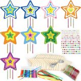 party greeting 16 paket yıldız rüzgar çanı kitleri çocuklar için el sanatları kendi yıldız rüzgar çanı süsleme vatansever ahşap DIY boyama sanat ve el sanatları okul ev gaziler için gün süslemeleri