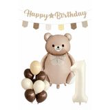 party world Kahverengi Ayıcık Temalı Doğum Günü Süsleme Seti – 1 Yaş Konsepti