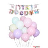 PartylandTR Makaron 12 Balon Unicorn Temalı İyi Ki Doğdun 3D Banner