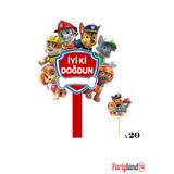 PartylandTR Paw Patrol Temalı Karton Pasta Süsü + 20 Adet Lux Sunum Kürdanı