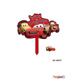 PartylandTR Şimşek Mcqueen Cars Arabalar Temalı Karton Pasta Süsü ve 20 Adet Sunum Kürdanı
