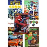 PartylandTR Spiderman Sonic Pj Mask Minecraft Cars (boyama , Sticker , Arka Kapak Maske ) 4 Rozet