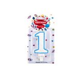 PartyMarty Mum Rakam Simli Mavi 1, Pasta Mumu, 7 cm