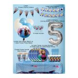 PartyPoo Frozen Elsa Temalı Doğum Günü Parti Seti 24 Kişilik | Yaş Günü Kutlama Seti 5 Yaş Rakam Balonlu