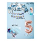 PartyPoo Frozen Elsa Temalı Doğum Günü Parti Seti | 5 Yaş Rose Rakam Balonlu Yaş Günü Kutlama Seti