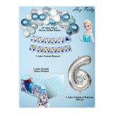 PartyPoo Frozen Elsa Temalı Doğum Günü Parti Seti | 6 Yaş Rakam Balonlu Yaş Günü Kutlama Seti